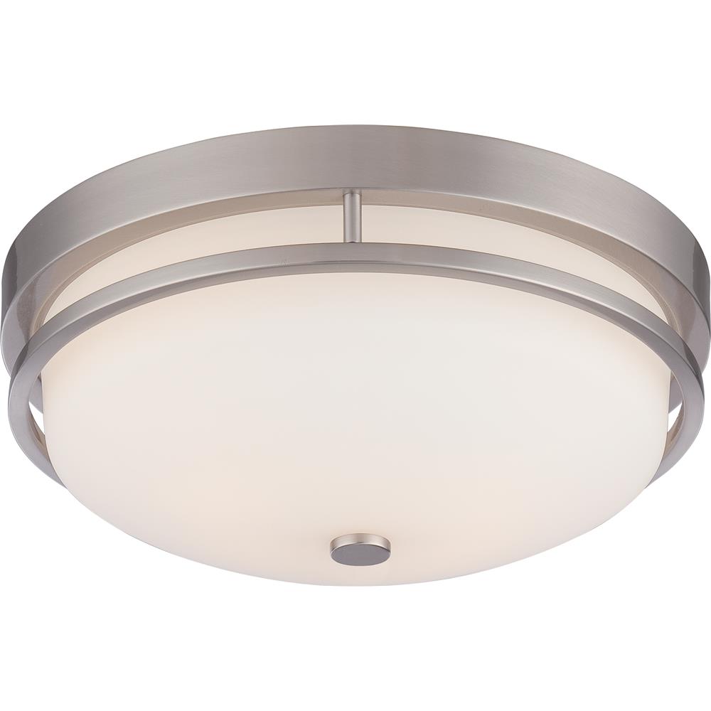 Nuvo Lighting 60/5486  Neval - 2 Light Flush Fixture with Satin White Glass in Brushed Nickel Finish